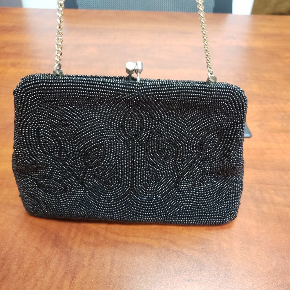 Made in Japan - Vintage Black Beaded Cocktail Purse